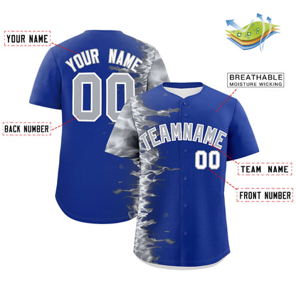 Custom Royal Personalized 3D Flame Design Authentic Baseball Jersey