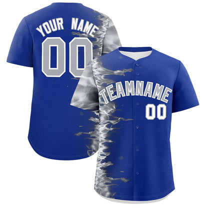 Custom Royal Personalized 3D Flame Design Authentic Baseball Jersey