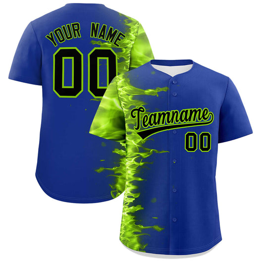 Custom Royal Personalized 3D Flame Design Authentic Baseball Jersey