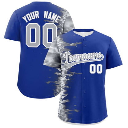 Custom Royal Personalized 3D Flame Design Authentic Baseball Jersey