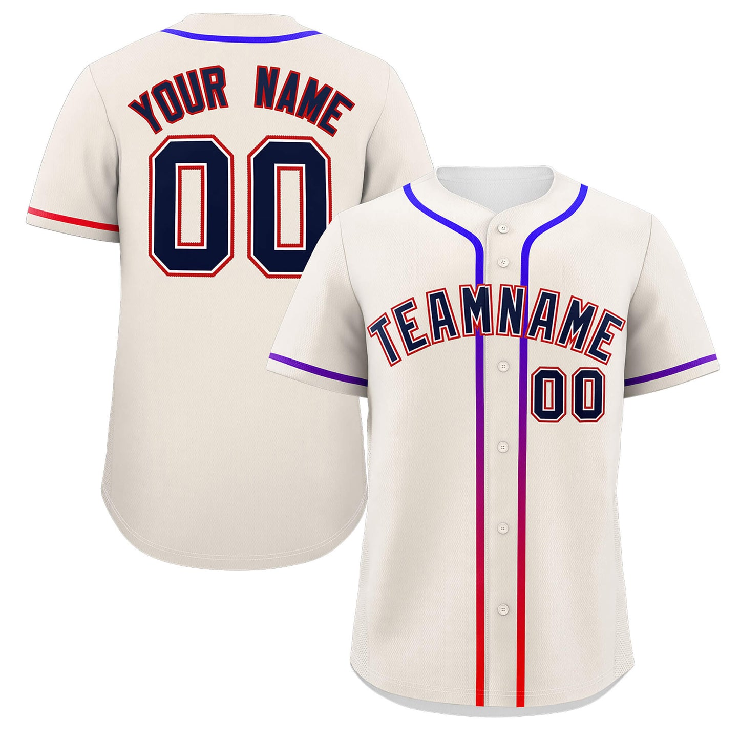 Custom Cream Navy Personalized Gradient Ribbed Design Authentic Baseball Jersey