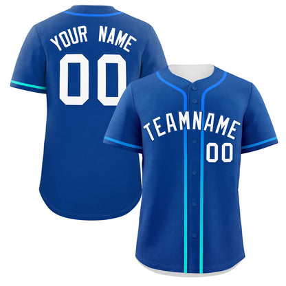 Custom Royal White Personalized Gradient Ribbed Design Authentic Baseball Jersey