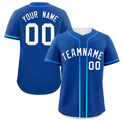 Custom Royal White Personalized Gradient Ribbed Design Authentic Baseball Jersey