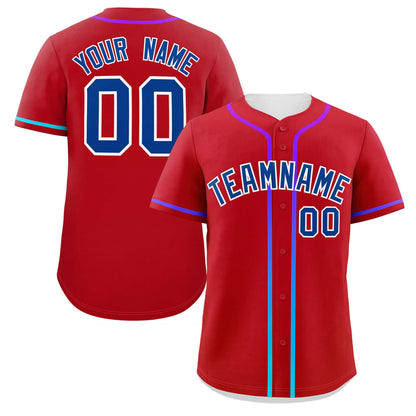 Custom Red Royal Personalized Gradient Ribbed Design Authentic Baseball Jersey