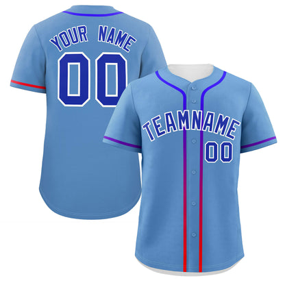 Custom Light Blue Royal Personalized Gradient Ribbed Design Authentic Baseball Jersey