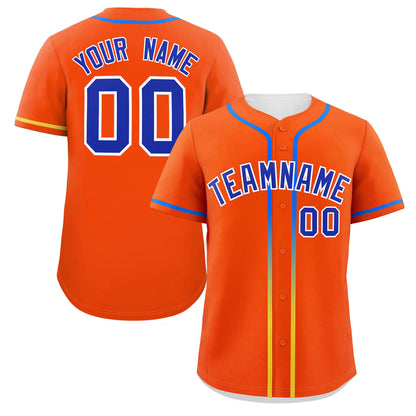 Custom Orange Royal Personalized Gradient Ribbed Design Authentic Baseball Jersey