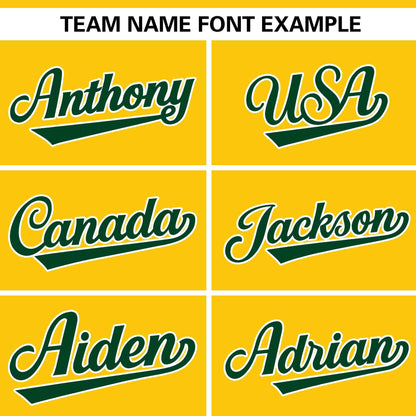 Custom Gold Green Personalized Gradient Ribbed Design Authentic Baseball Jersey