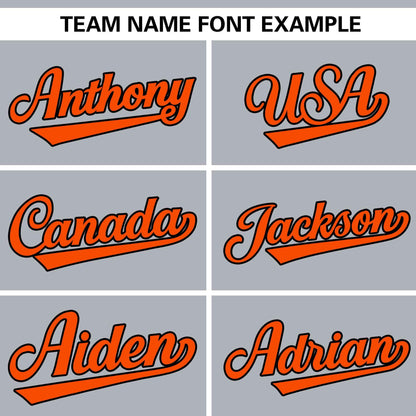 Custom Light Gray Orange Personalized Gradient Ribbed Design Authentic Baseball Jersey