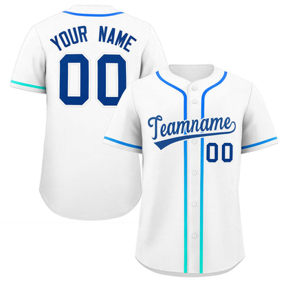 Custom White Royal Personalized Gradient Ribbed Design Authentic Baseball Jersey