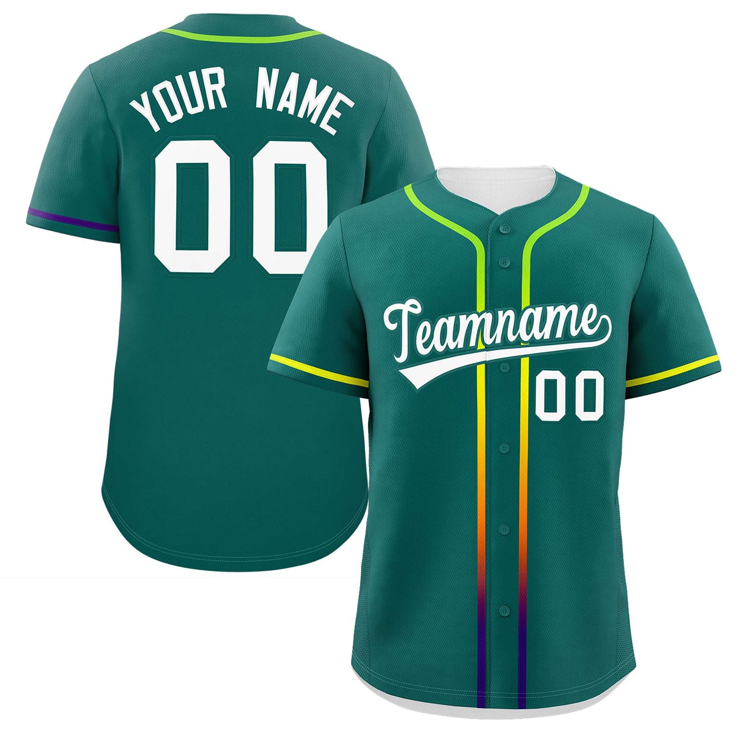 Custom Aqua White Personalized Gradient Ribbed Design Authentic Baseball Jersey