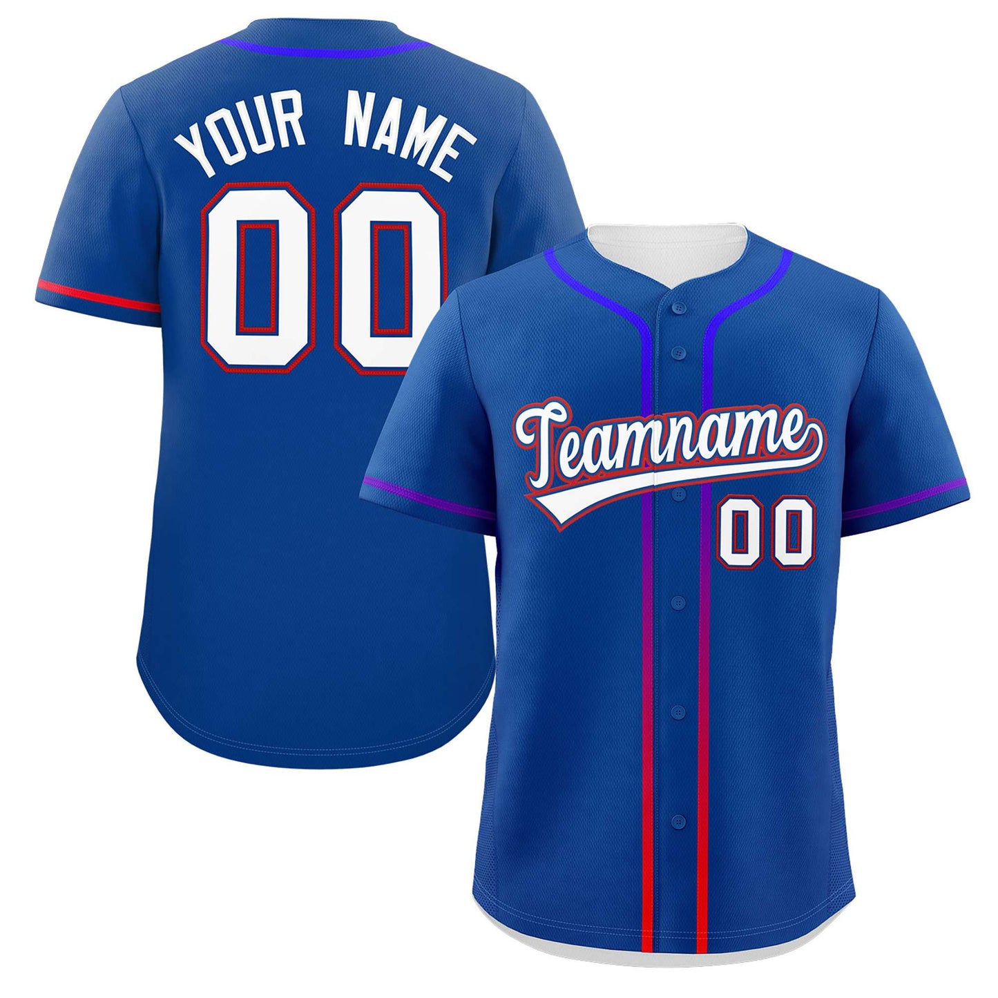 Custom Royal White Personalized Gradient Ribbed Design Authentic Baseball Jersey