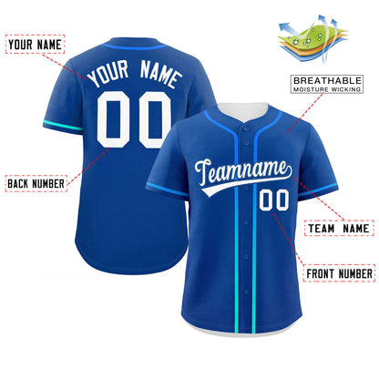 Custom Royal White Personalized Gradient Ribbed Design Authentic Baseball Jersey