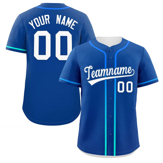 Custom Royal White Personalized Gradient Ribbed Design Authentic Baseball Jersey