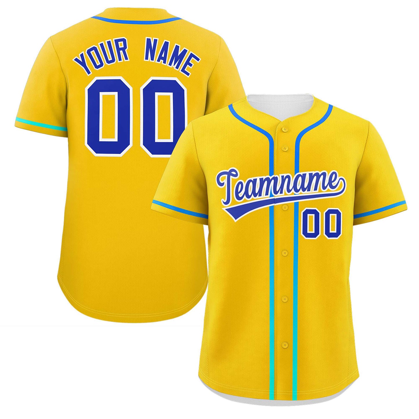 Custom Gold Royal Personalized Gradient Ribbed Design Authentic Baseball Jersey