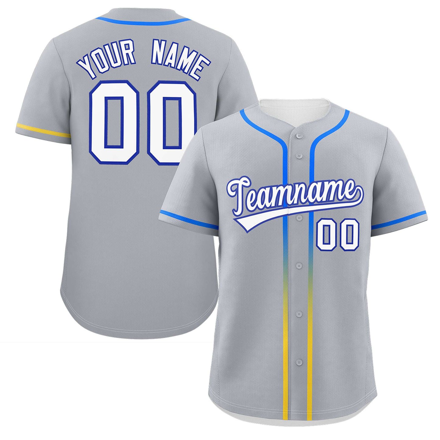 Custom Light Gray White Personalized Gradient Ribbed Design Authentic Baseball Jersey