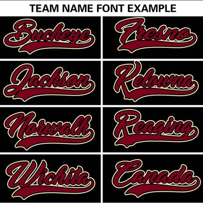 Custom Black Crimson Personalized Gradient Ribbed Design Authentic Baseball Jersey