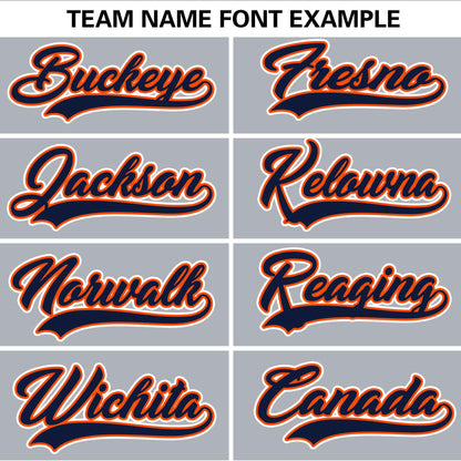 Custom Light Gray Navy Personalized Gradient Ribbed Design Authentic Baseball Jersey