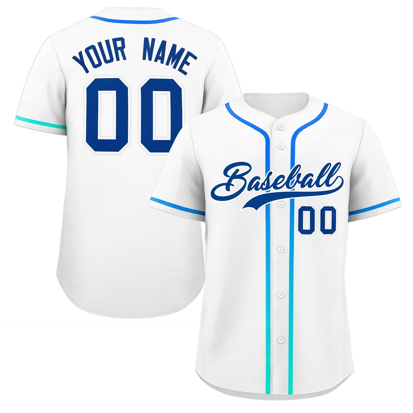 Custom White Royal Personalized Gradient Ribbed Design Authentic Baseball Jersey