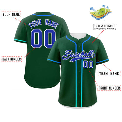 Custom Green Royal Personalized Gradient Ribbed Design Authentic Baseball Jersey