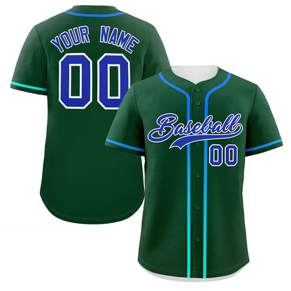 Custom Green Royal Personalized Gradient Ribbed Design Authentic Baseball Jersey