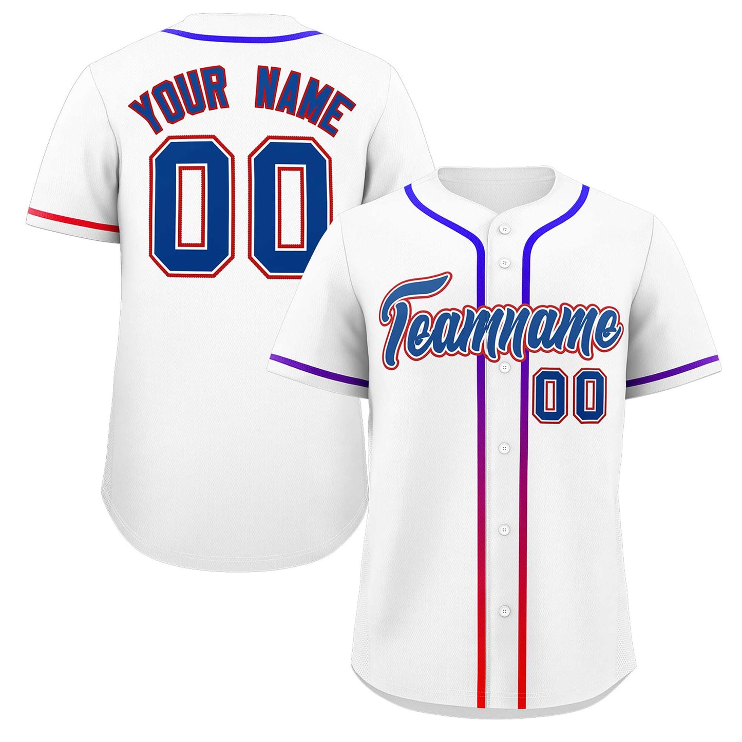 Custom White Royal Personalized Gradient Ribbed Design Authentic Baseball Jersey