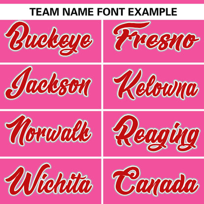 Custom Pink Red Personalized Gradient Ribbed Design Authentic Baseball Jersey