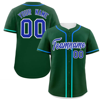 Custom Green Royal Personalized Gradient Ribbed Design Authentic Baseball Jersey