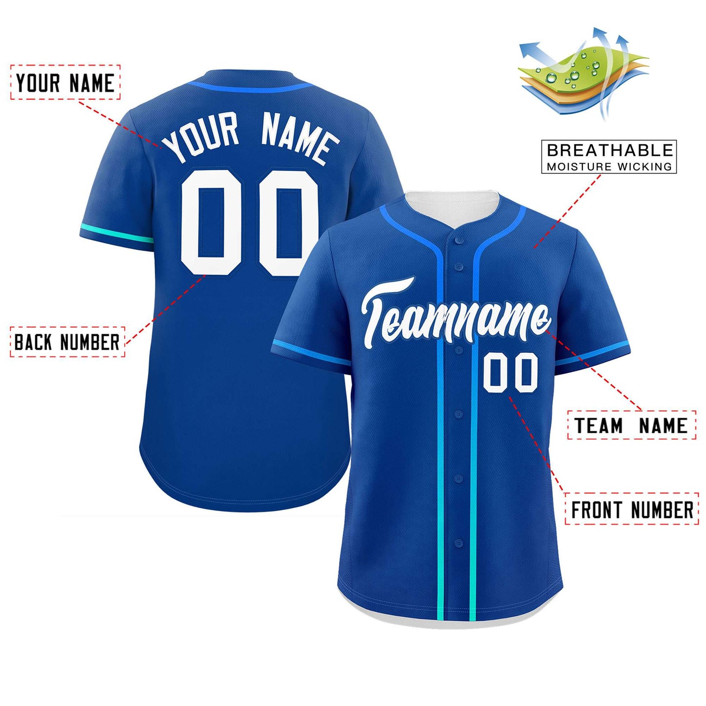 Custom Royal White Personalized Gradient Ribbed Design Authentic Baseball Jersey