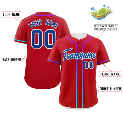 Custom Red Royal Personalized Gradient Ribbed Design Authentic Baseball Jersey