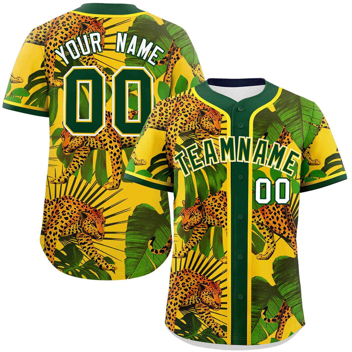 Custom Green Personalized Leopard Graffiti Pattern Authentic Baseball Jersey