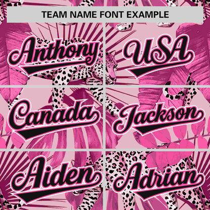 Custom Pink Personalized Leopard Graffiti Pattern Authentic Baseball Jersey