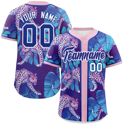 Custom Pink Personalized Leopard Graffiti Pattern Authentic Baseball Jersey