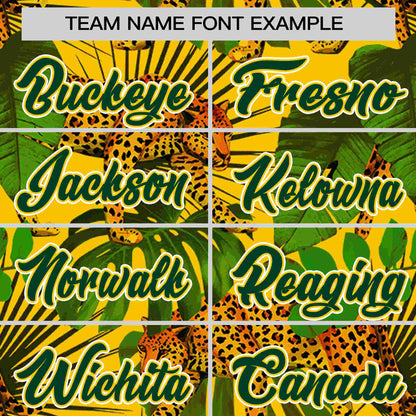 Custom Green Personalized Leopard Graffiti Pattern Authentic Baseball Jersey