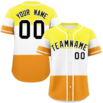 Custom Yellow White-Orange Maverique For Pride Month Color Block Authentic Baseball Jersey