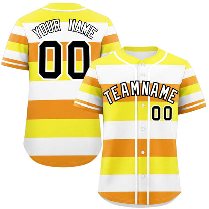 Custom Yellow White-Orange Maverique For Pride Month Color Block Authentic Baseball Jersey