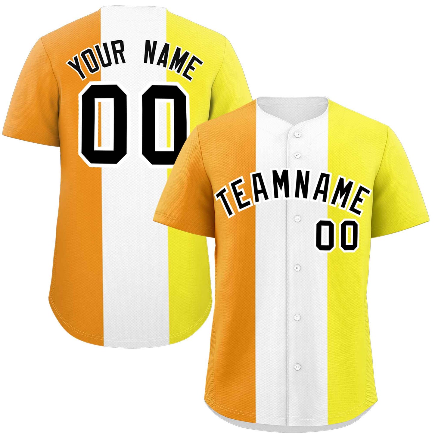 Custom Yellow White-Orange Maverique For Pride Month Color Block Authentic Baseball Jersey