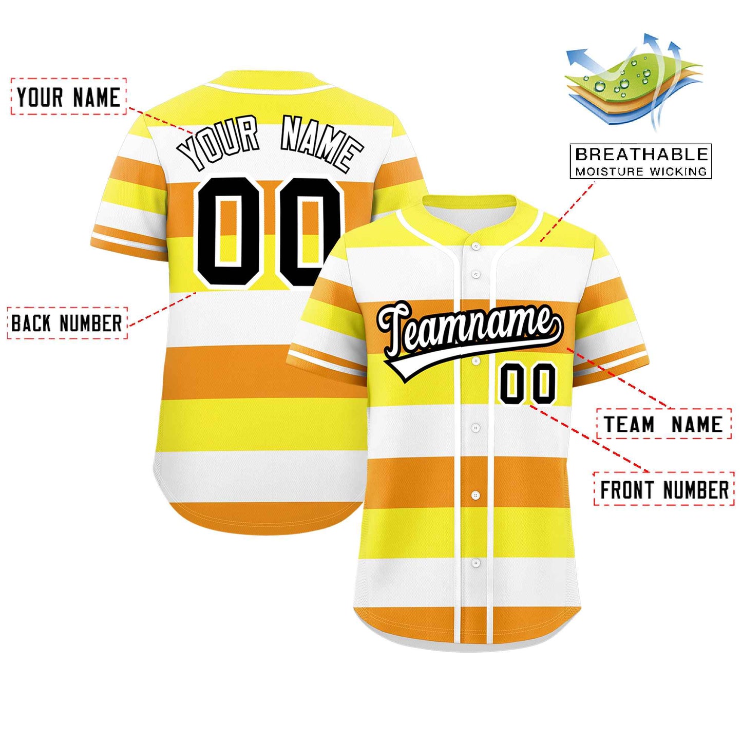 Custom Yellow White-Orange Maverique For Pride Month Color Block Authentic Baseball Jersey