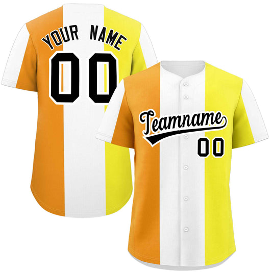 Custom Yellow White-Orange Maverique For Pride Month Color Block Authentic Baseball Jersey