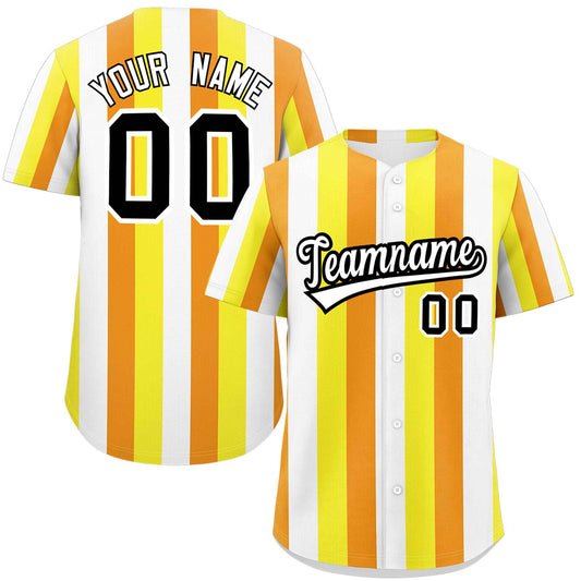 Custom Yellow White-Orange Maverique For Pride Month Color Block Authentic Baseball Jersey