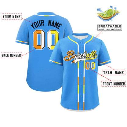 Custom Powder Blue Maverique For Pride Month Classic Style Authentic Baseball Jersey