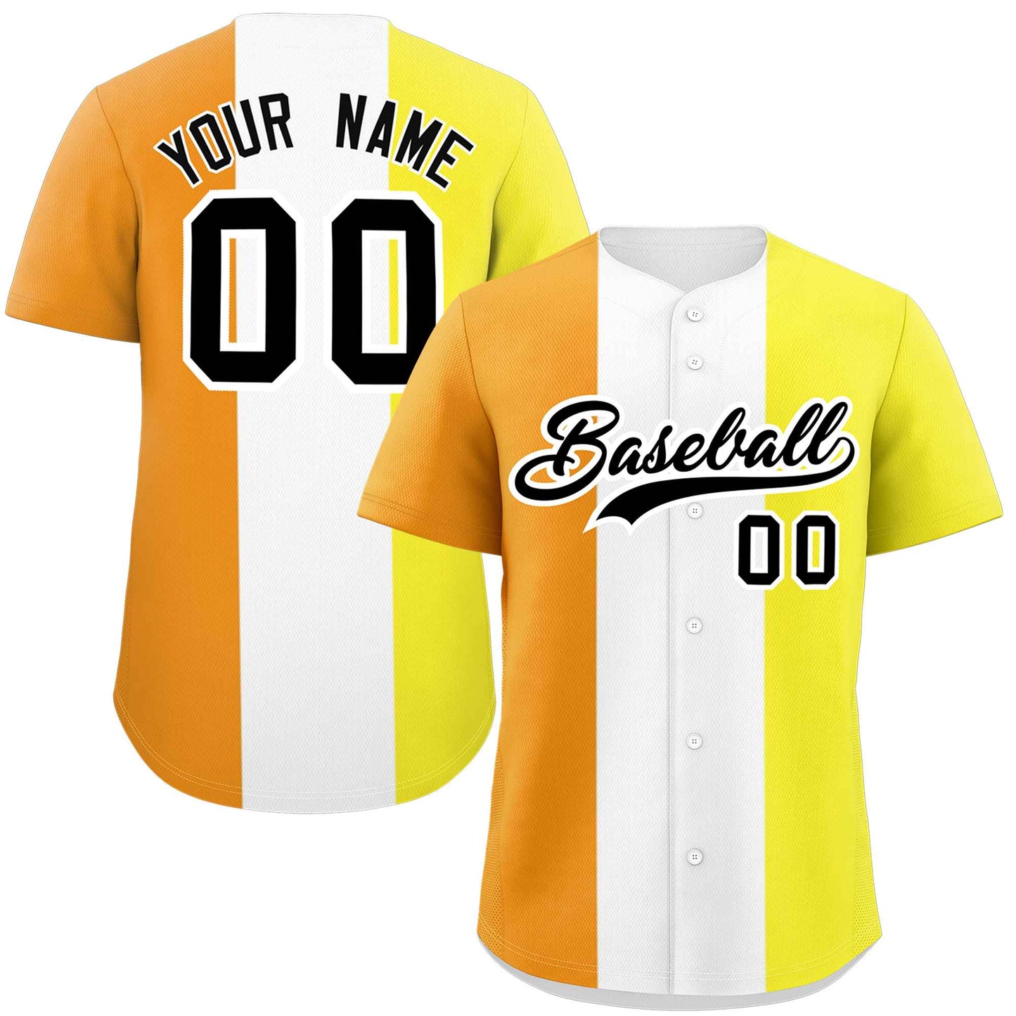 Custom Yellow White-Orange Maverique For Pride Month Color Block Authentic Baseball Jersey