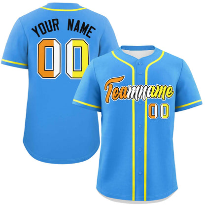 Custom Powder Blue Maverique For Pride Month Classic Style Authentic Baseball Jersey