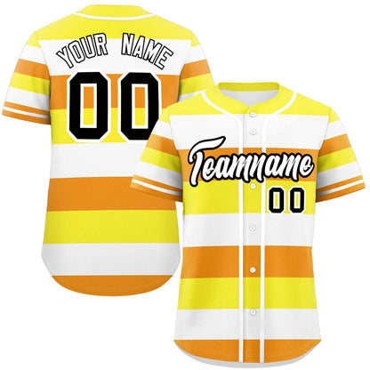 Custom Yellow White-Orange Maverique For Pride Month Color Block Authentic Baseball Jersey