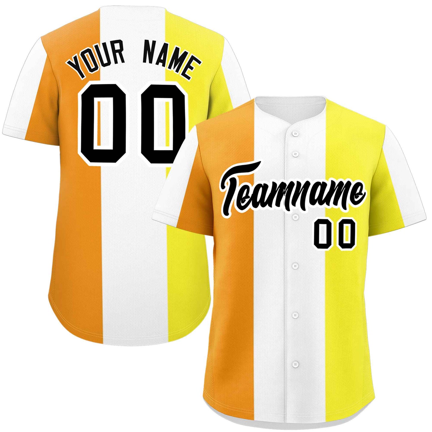 Custom Yellow White-Orange Maverique For Pride Month Color Block Authentic Baseball Jersey