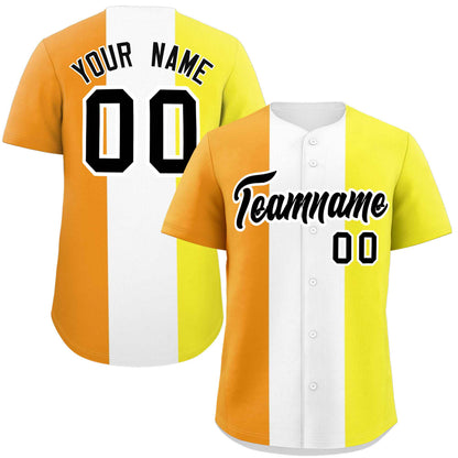 Custom Yellow White-Orange Maverique For Pride Month Color Block Authentic Baseball Jersey