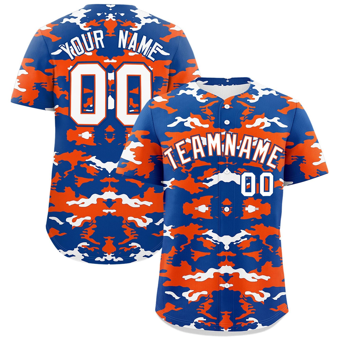 Custom Royal Orange-White Personalized Camo Design Authentic Baseball Jersey