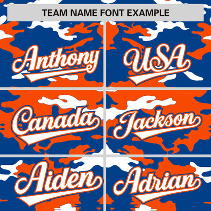 Custom Royal Orange-White Personalized Camo Design Authentic Baseball Jersey