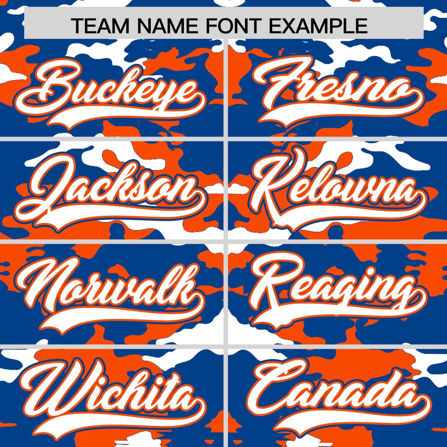 Custom Royal Orange-White Personalized Camo Design Authentic Baseball Jersey