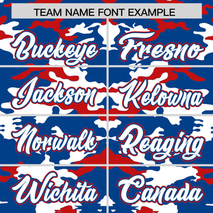 Custom Royal White-Red Personalized Camo Design Authentic Baseball Jersey