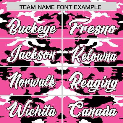 Custom Pink White-Black Personalized Camo Design Authentic Baseball Jersey